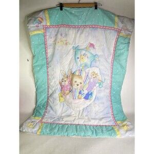 Vintage Morgan Teddy Beddy Bear Bunny Lamb Baby Comforter Blanket 80s Riegel